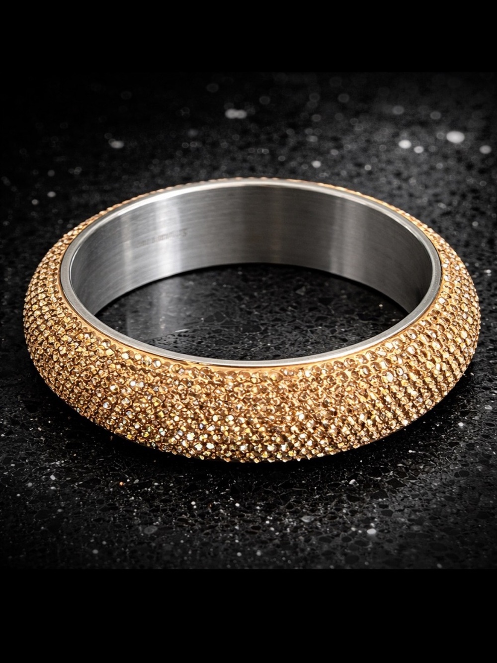 12-Row Pave Set bronze topaz Crystal Bangle Bracelet Stainless Steel
